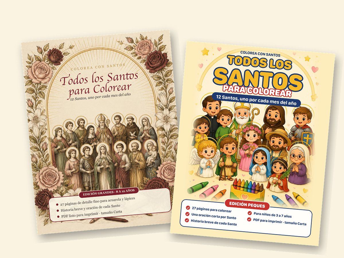 Las dos ediciones del cuadernillo Todos los Santos para Colorear